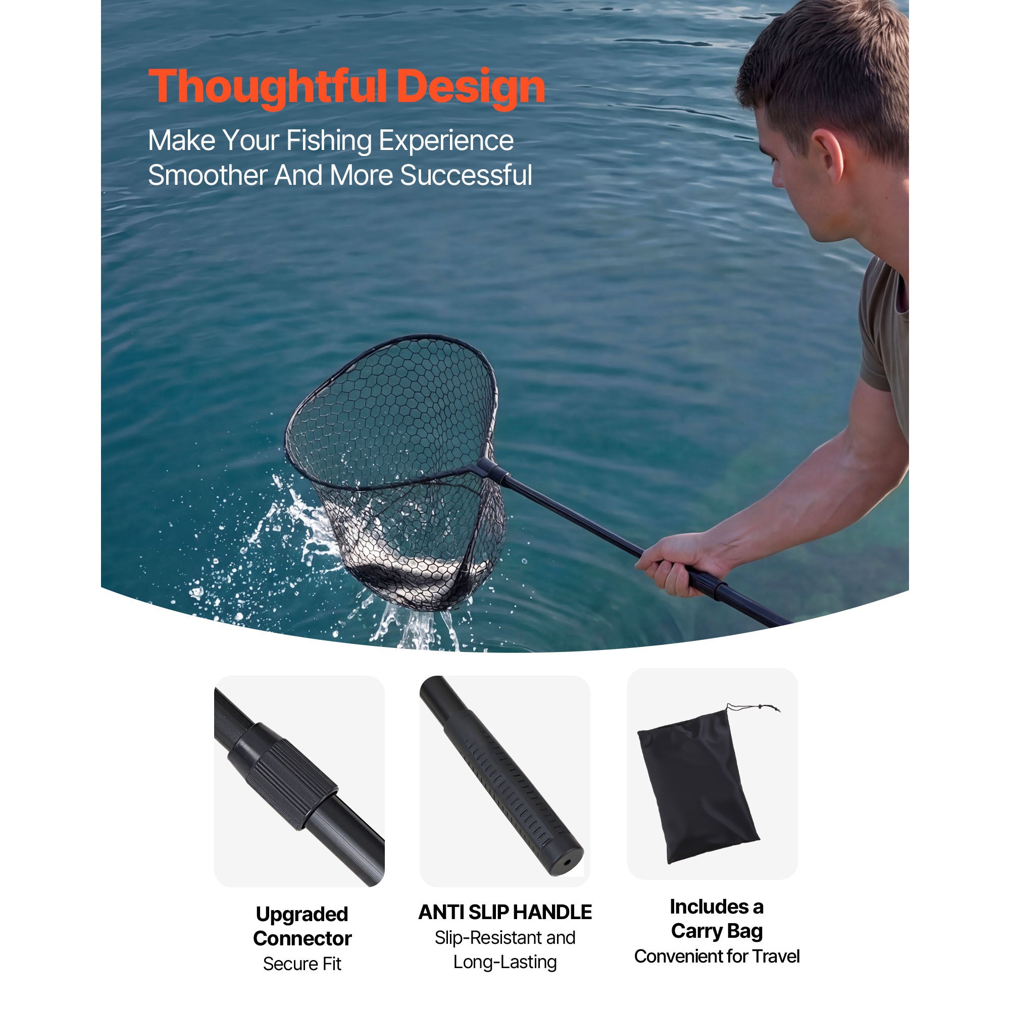 Telescopic Landing Net — 61cm, Silicone Mesh