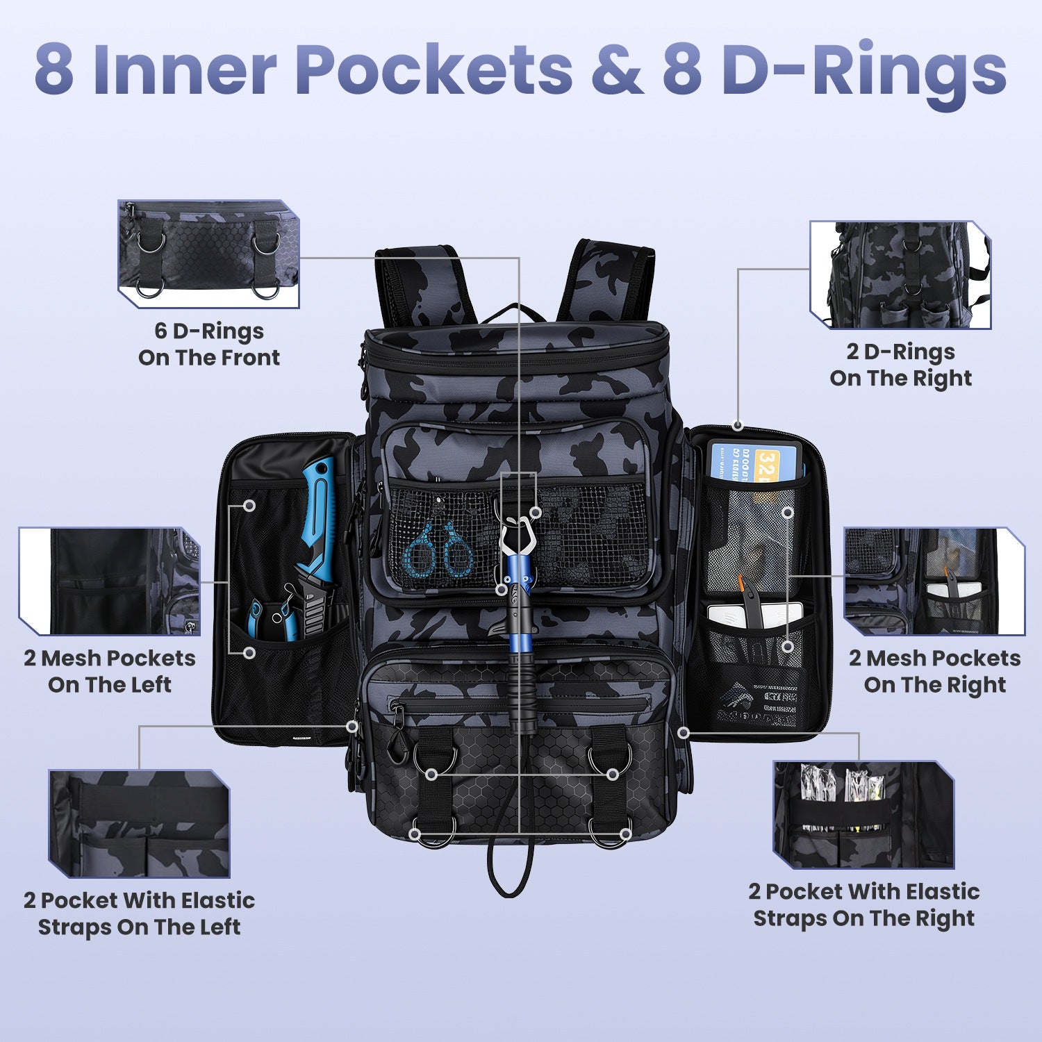 Fishing Backpack — 42L, Large Capacity