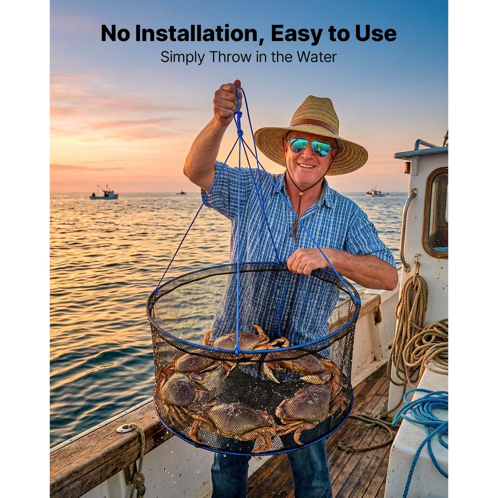 Pier Drop Net — Foldable, Rope & Storage Bag