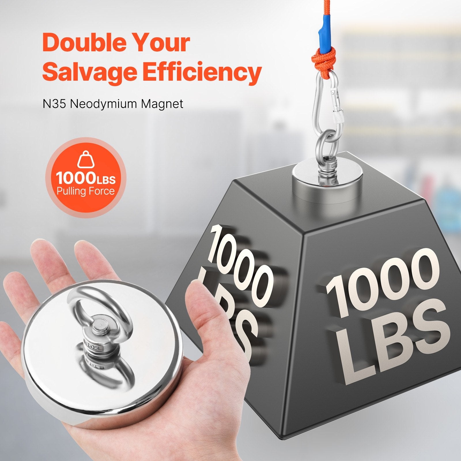 Fishing Magnet — 1000lb Pull, Neodymium