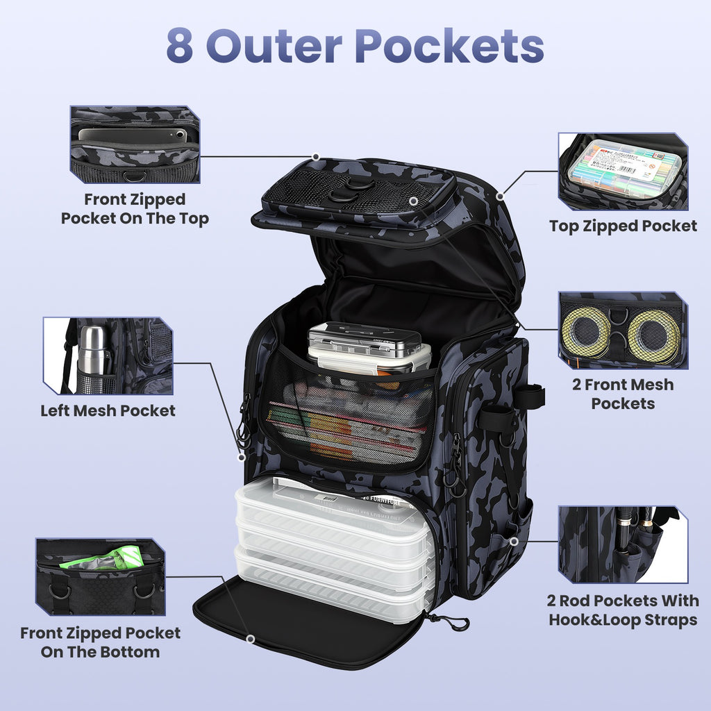 Fishing Backpack — 42L, Large Capacity