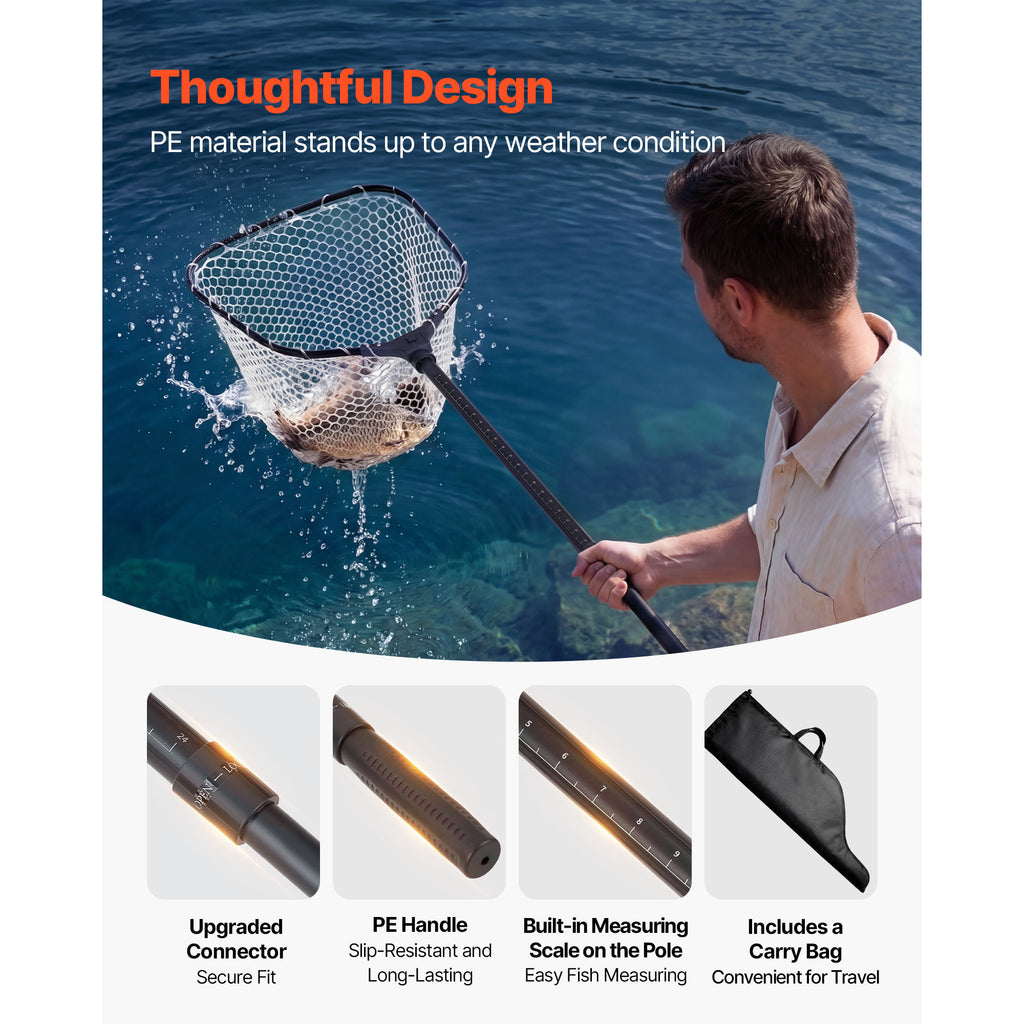 Telescopic Landing Net — 84cm, Built-In Length Scale