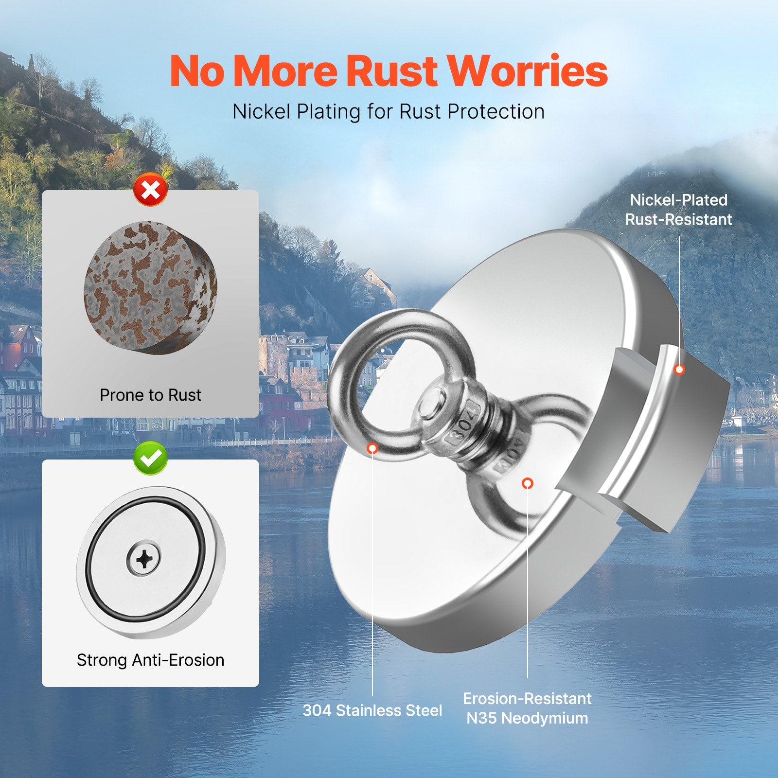 Fishing Magnet — 1000lb Pull, Neodymium