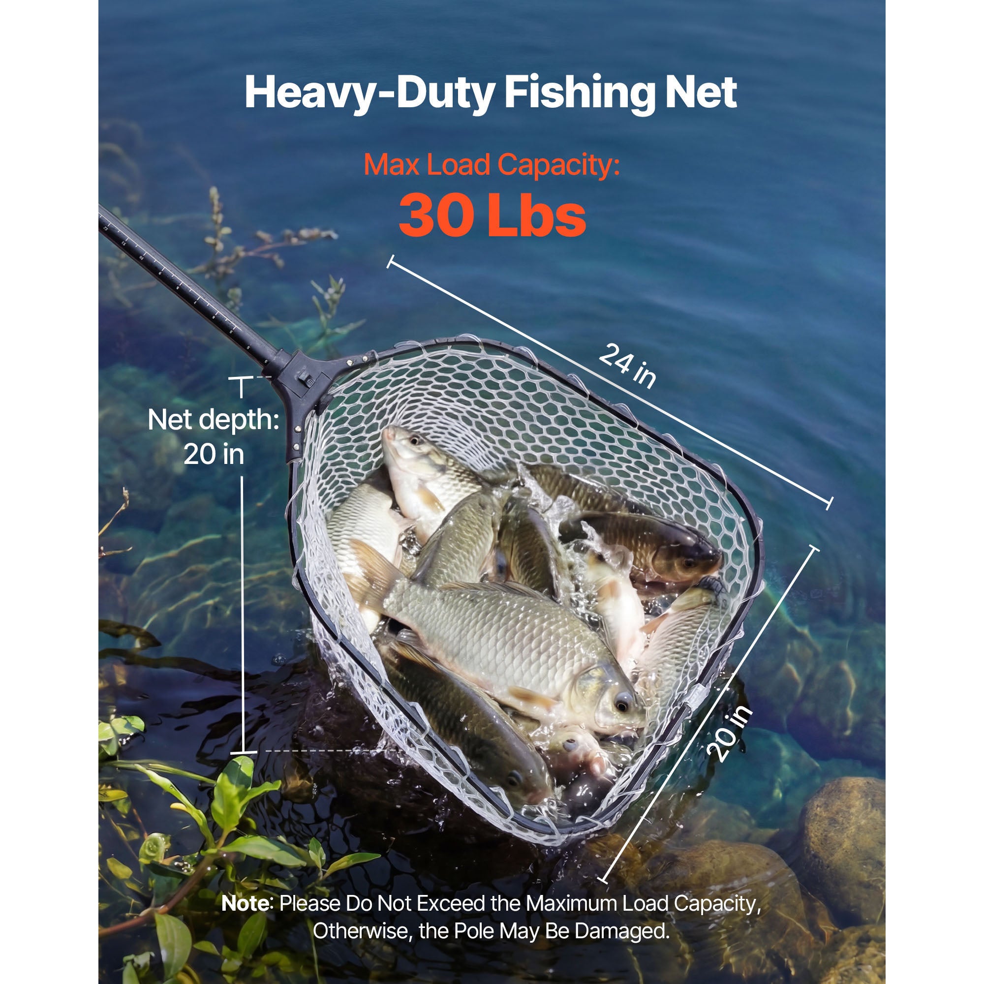 Telescopic Landing Net — 84cm, Built-In Length Scale