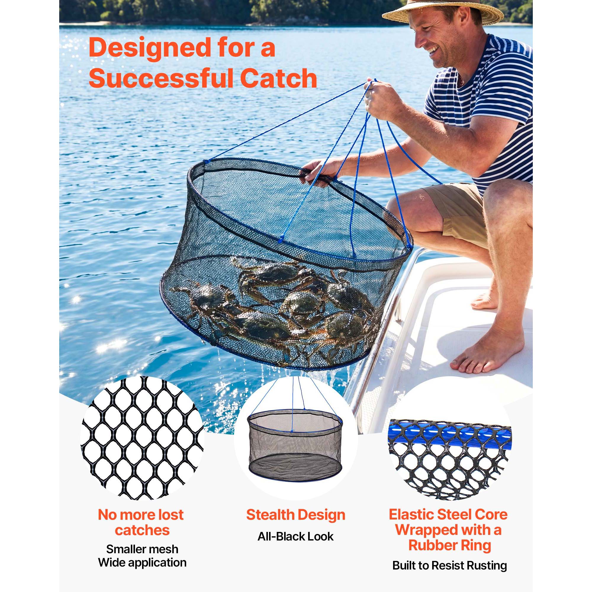 Pier Drop Net — Foldable, Rope & Storage Bag