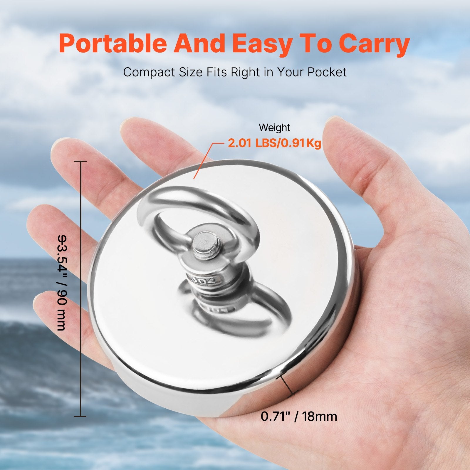 Fishing Magnet — 1000lb Pull, Neodymium